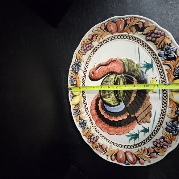 Large Vintage Decorative Turkey Platter, Thanksgiving, Holiday, Serving Platter - Picture 7 of 10